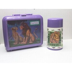 Disney Lion King Lunchbox & Thermos Set Aladdin Plastic Vintage USA 90s